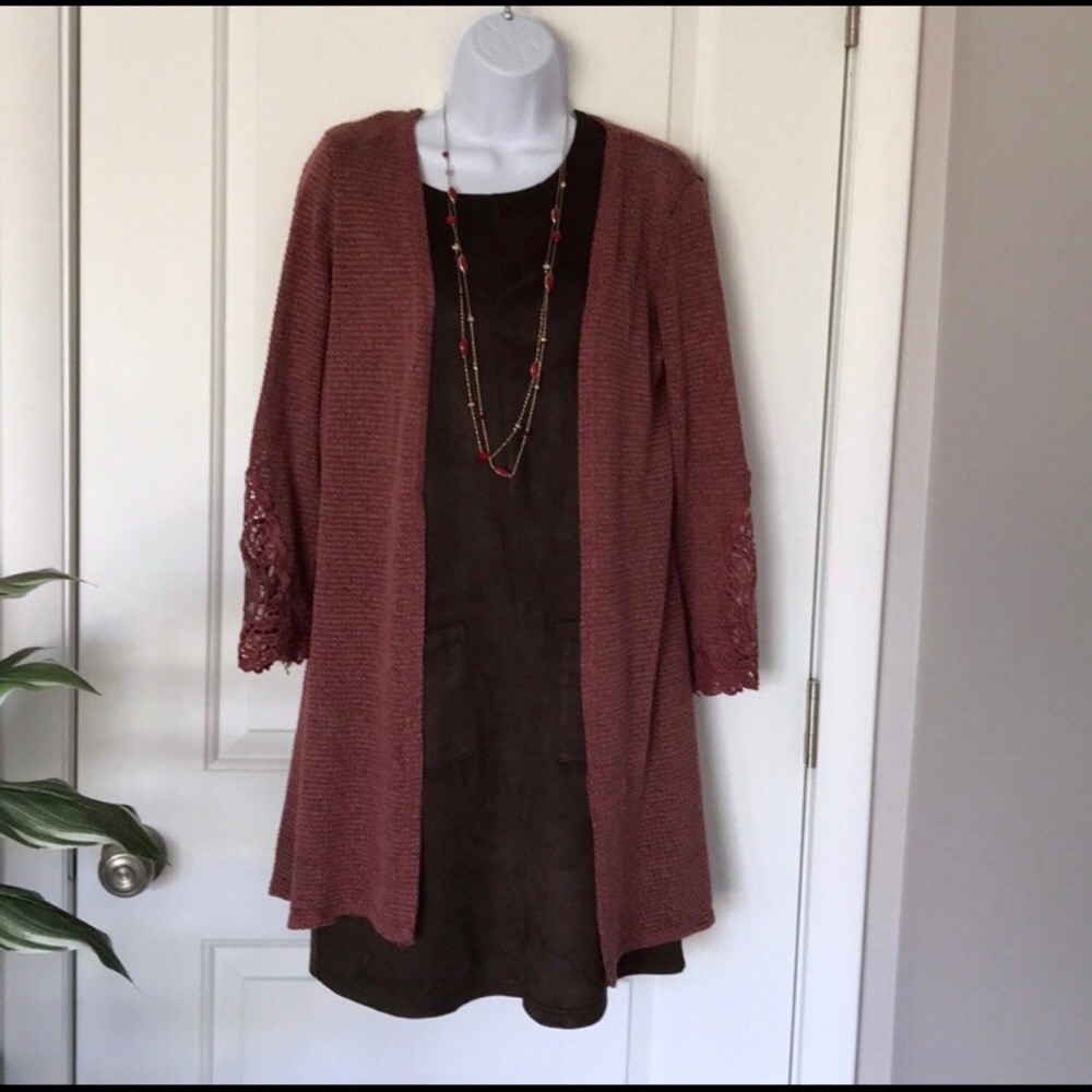 🆕 Chocolate brown suede-soft two-pocket dress
